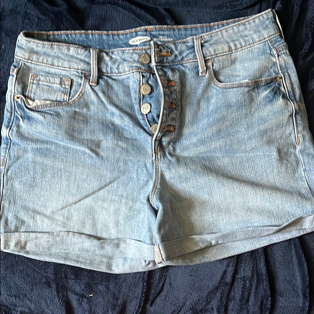 Women's Blue Denim High Waisted Shorts